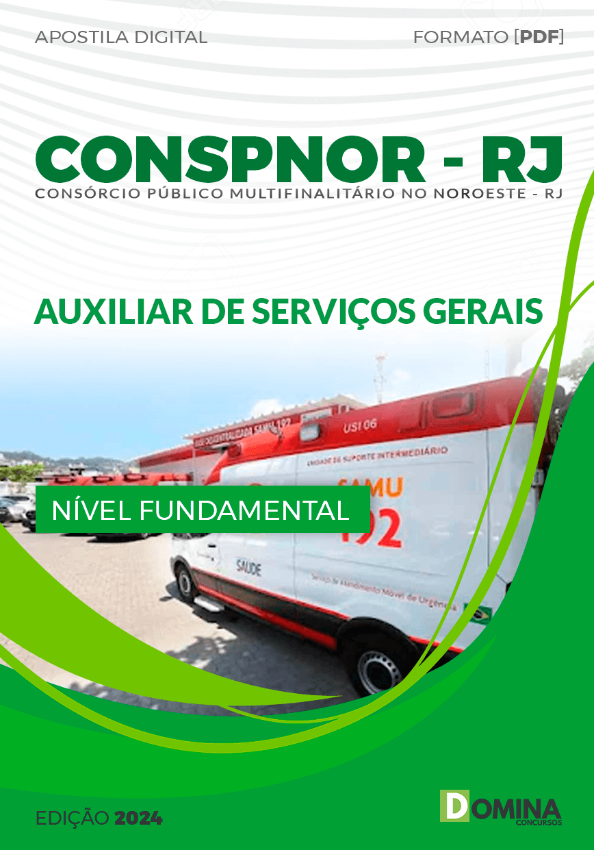 Apostila CONSPNOR RJ 2024 Auxiliar Serviços Gerais