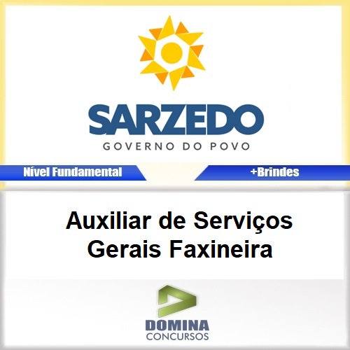 Apostila Sarzedo MG 2018 Auxiliar de Serviços Gerais Faxineira