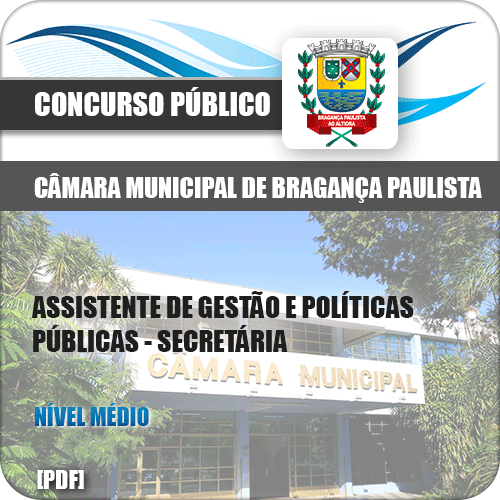 Apostila Câmara Bragança Paulista SP 2020 Secretária