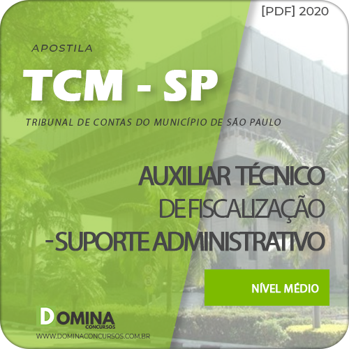 Download Apostila TCM SP 2020 Auxiliar Suporte Administrativo