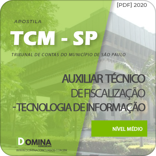 Download Apostila TCM SP 2020 Auxiliar Tecnologia da Informação