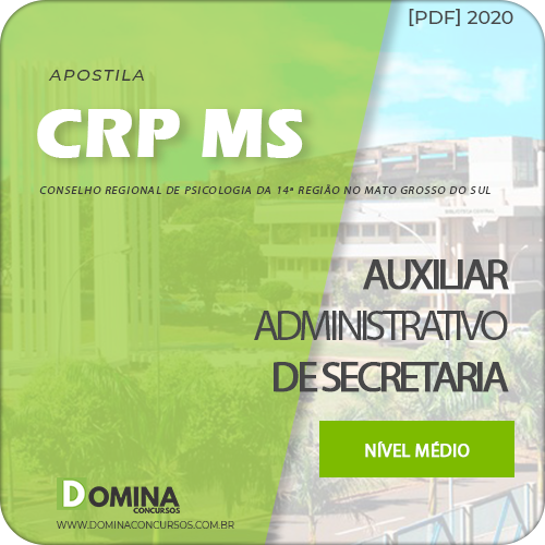 Apostila CRP MS 2020 Auxiliar Administrativo de Secretaria