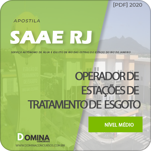 Apostila SAAE RJ 2020 Operador Tratamento Esgoto
