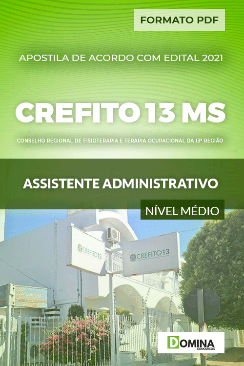 Capa Apostila CREFITO 13 MS 2021 Assistente Administrativo