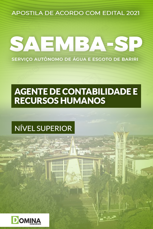 Apostila SAEMBA SP 2021 Agente Contabilidade e Recursos Humanos