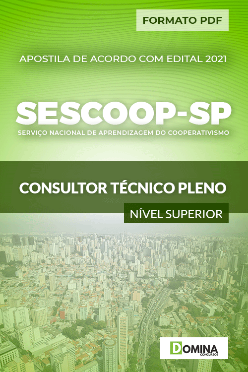 Apostila Seletivo SESCOOP SP 2021 Consultor Técnico Pleno
