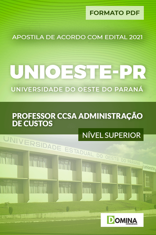 Apostila Unioeste PR 2021 Professor CCSA Administração Custos