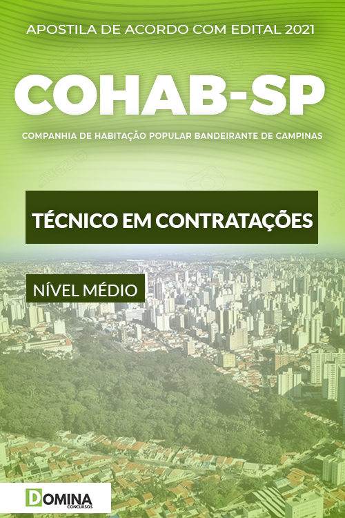 Apostila Concurso COHAB Campinas SP 2021 Técnico Contratações