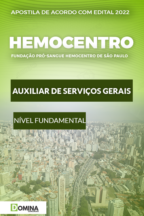 Apostila Hemocentro SP 2022 Auxiliar Serviços Gerais