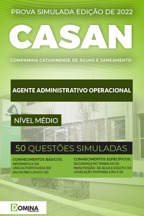 Prova Simulada CASAN 2022 Agente Administrativo Operacional