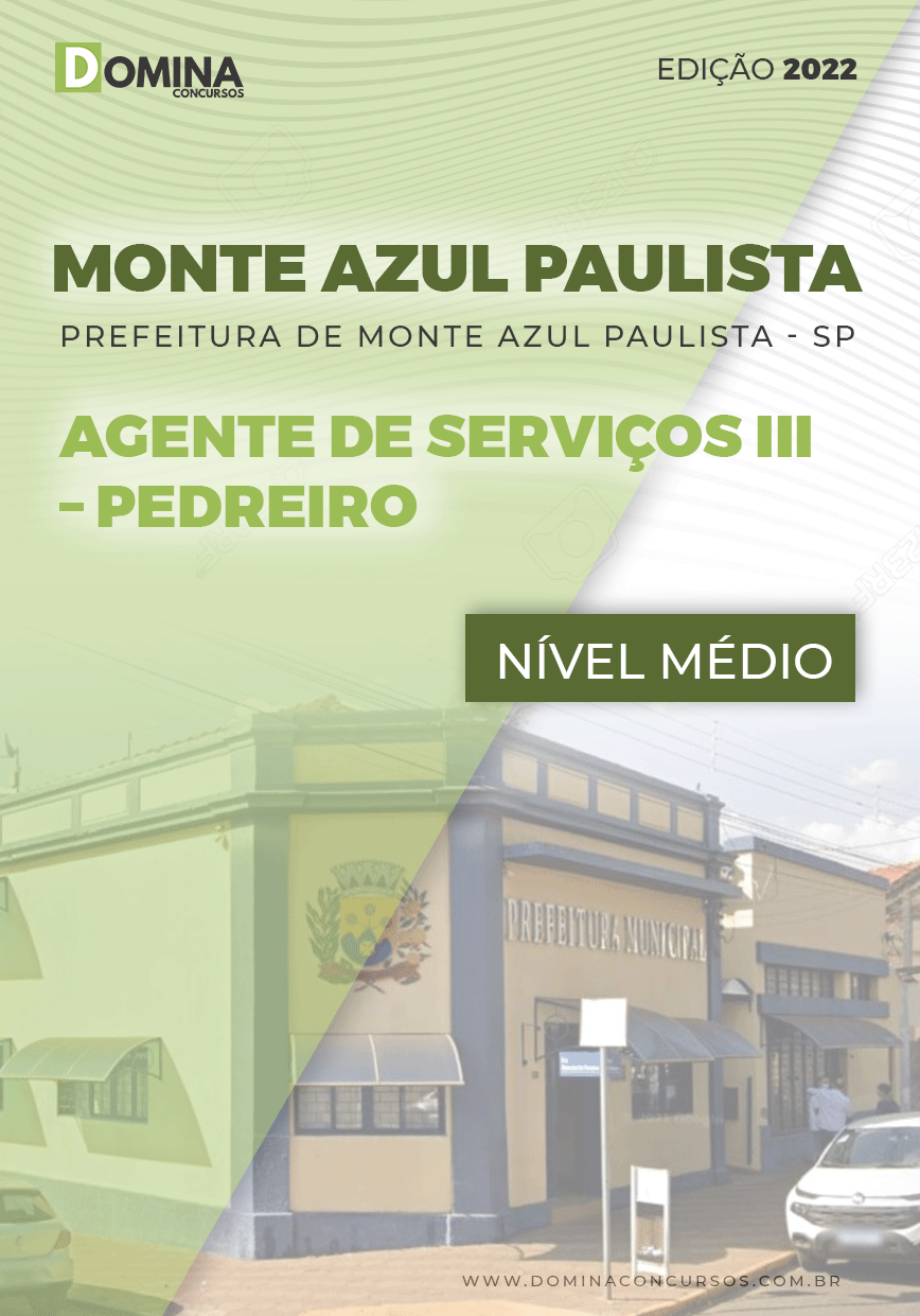 Apostila Pref Monte Azul Paulista SP 2022 Ag. Serv. III Pedreiro
