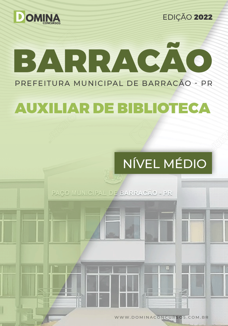 Apostila Digital Pref Barracão PR 2022 Auxiliar Biblioteca