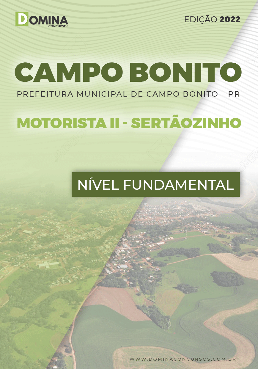 Apostila Pref Campo Bonito PR 2022 Motorista II Sertãozinho