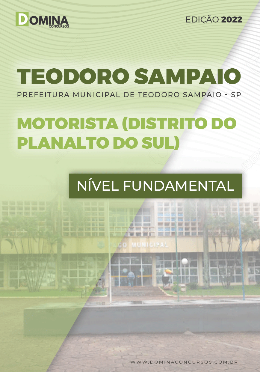 Apostila Pref Teodoro Sampaio SP 2022 Motorista Distrito Planalto Sul