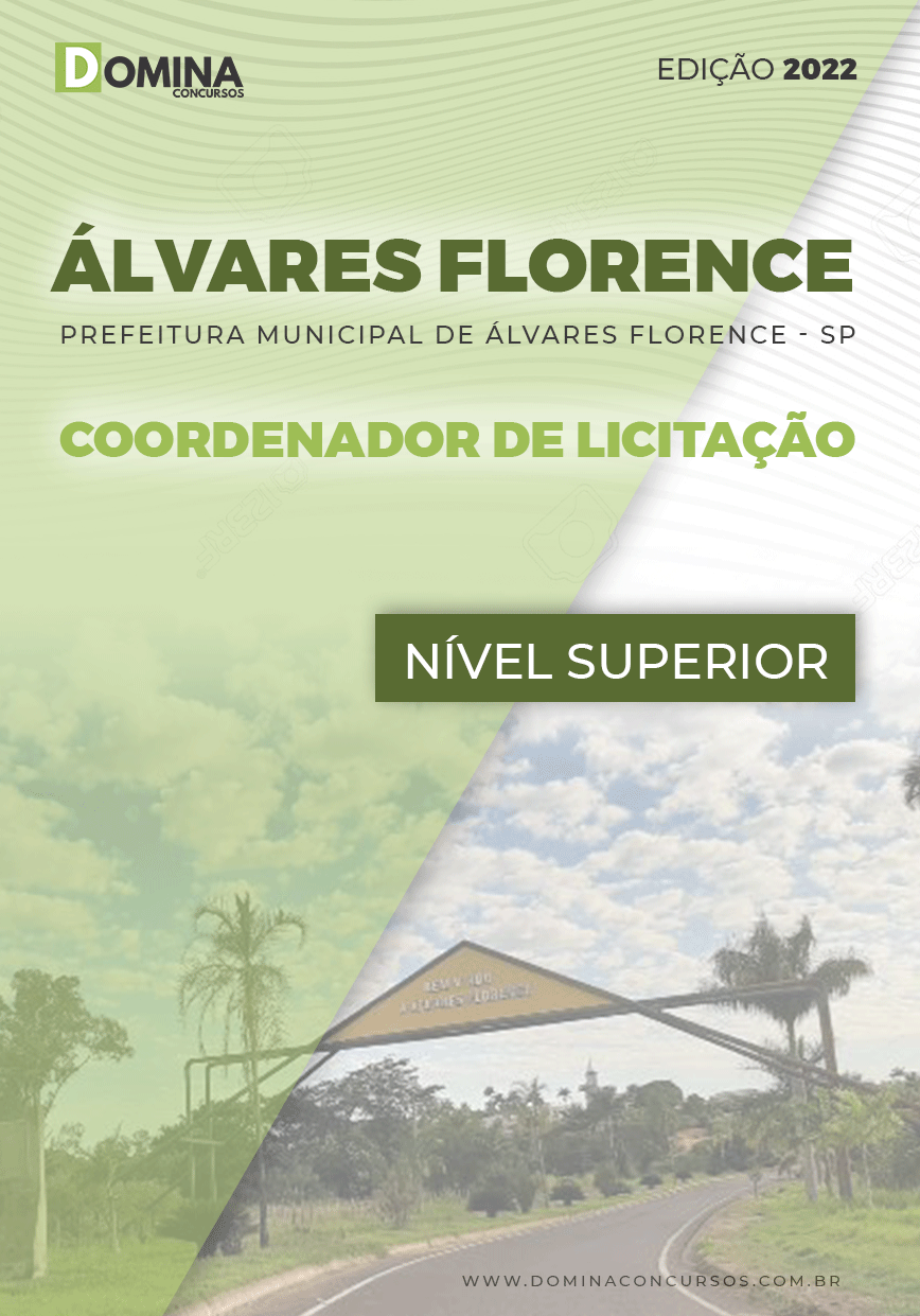 Apostila Pref Álvares Florence SP 2022 Coordenador Licitação