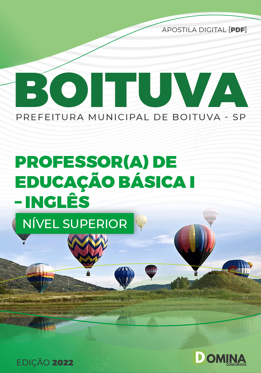 Apostila Concurso Pref Boituva SP 2022 Prof ED Básica II Inglês