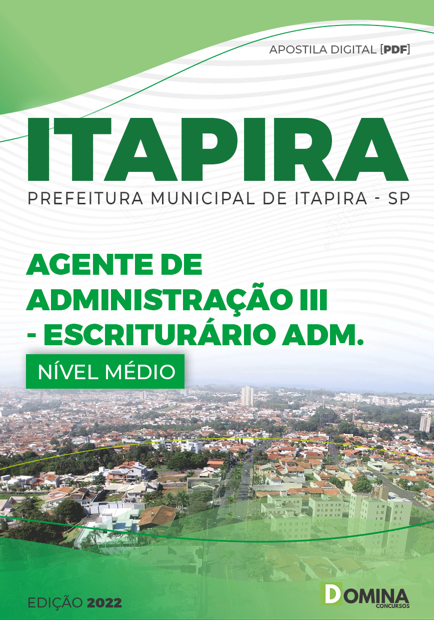 Apostila Concurso Pref Itapira SP 2022 Escriturário Administrativo