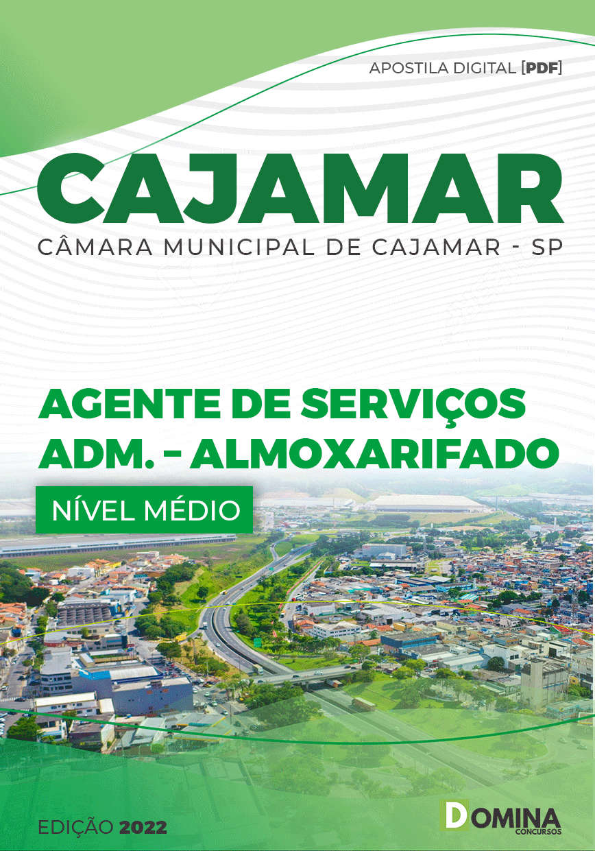 Apostila Câmara Cajamar SP 2022 Agente Serviços Adm Almoxarifado