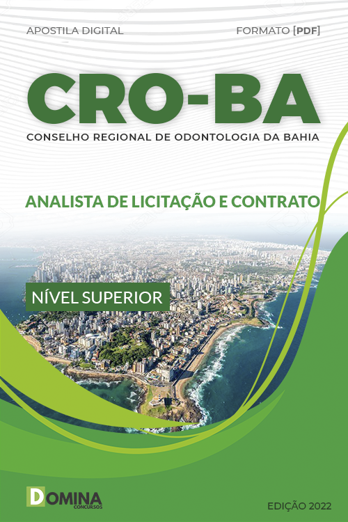 Apostila Digital CRO BA 2022 Analista Licitação Contrato