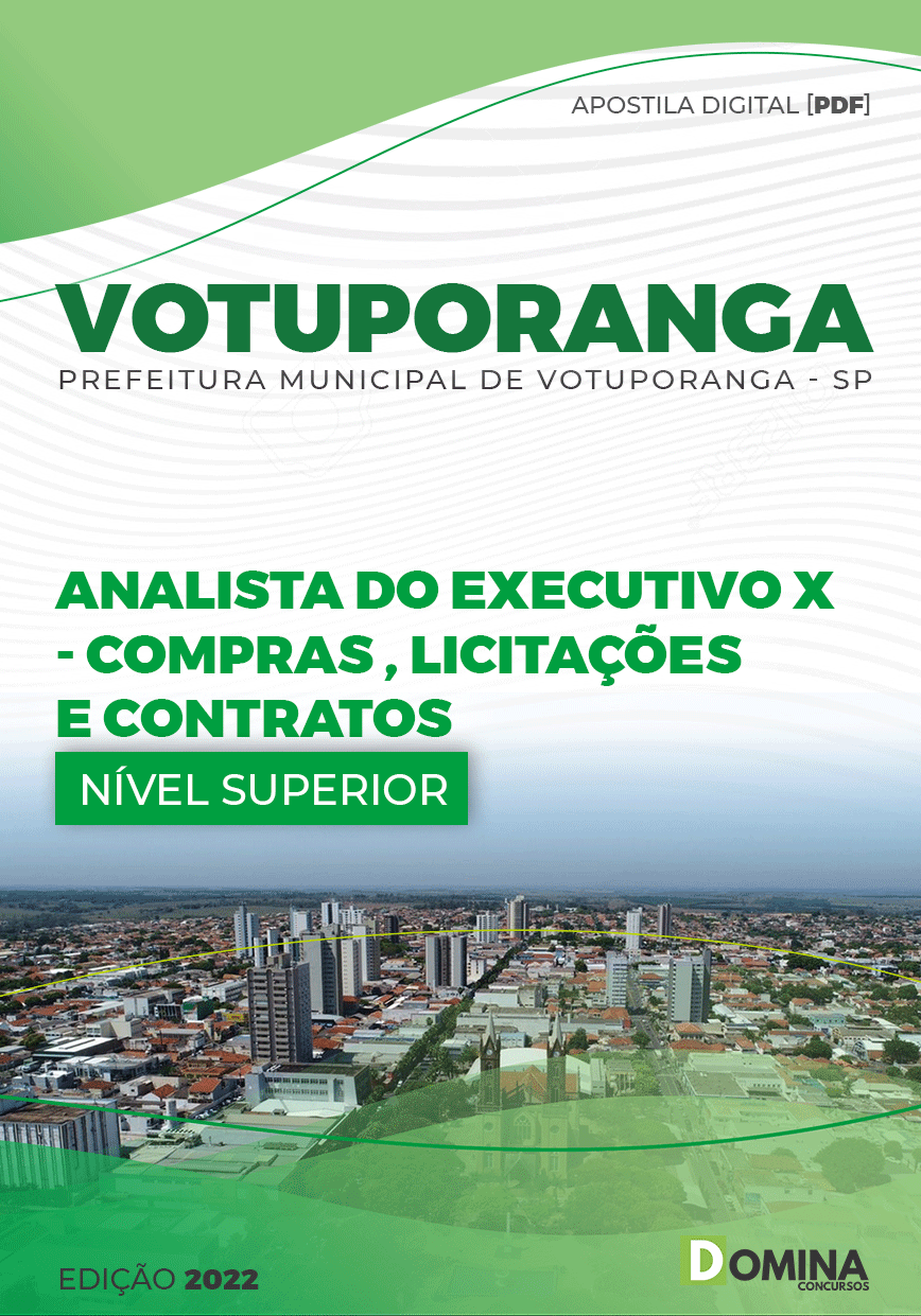 Apostila Pref Votuporanga SP 2022 Analista Licitações Contrato