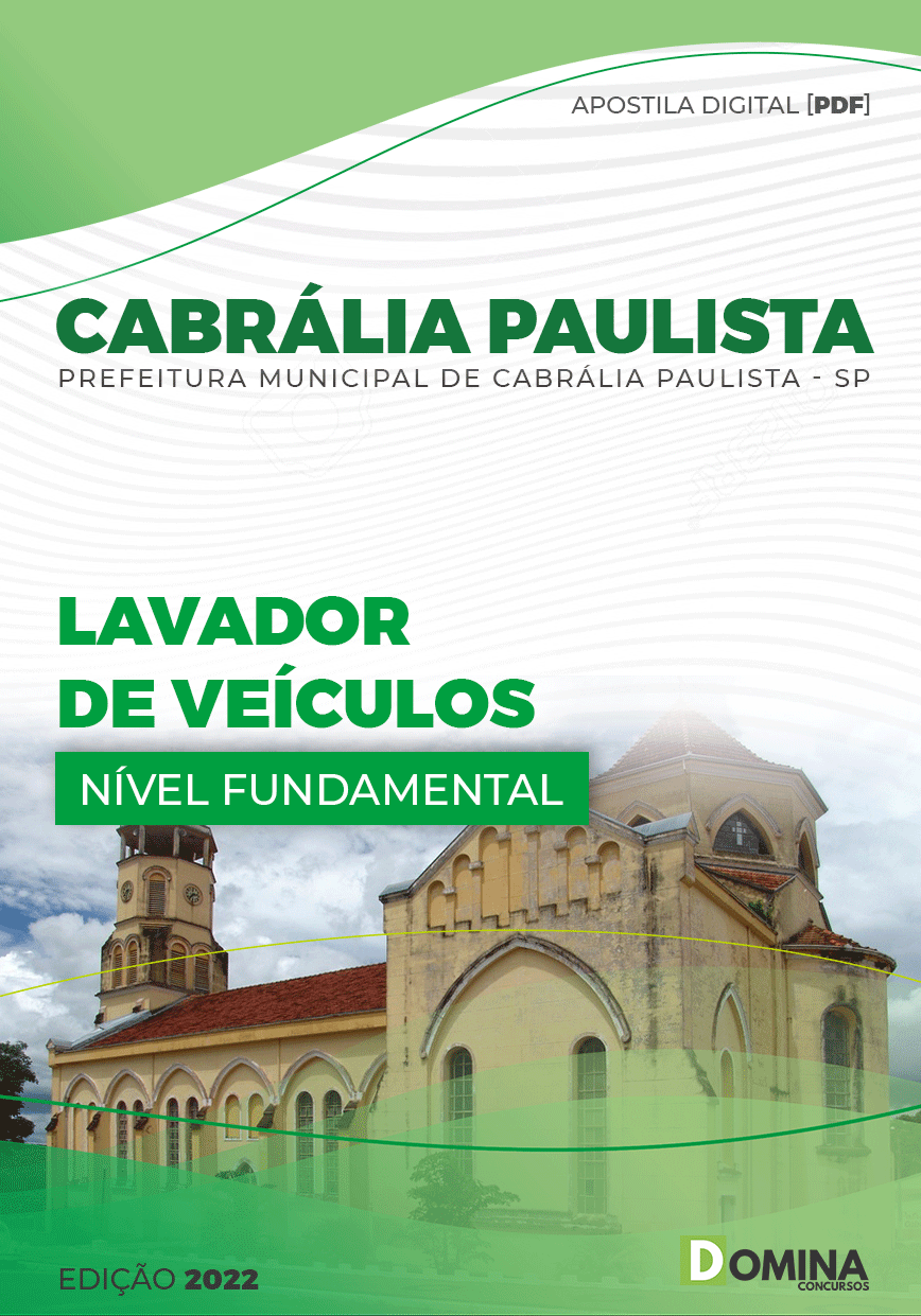 Apostila Digital Pref Cabrália Paulista SP 2022 Lavador Veículos
