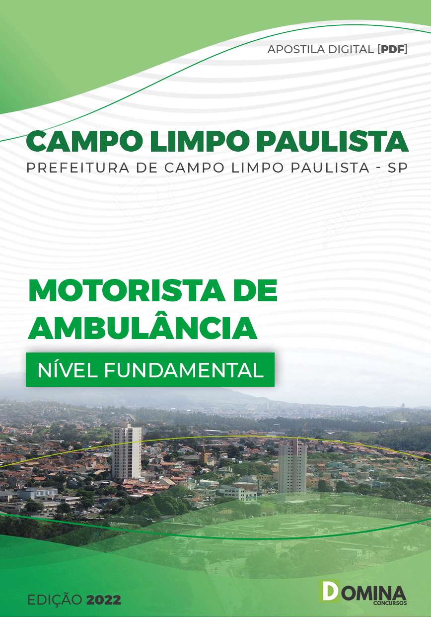 Apostila Pref Campo Limpo Paulista SP 2022 Motorista A Ambulância
