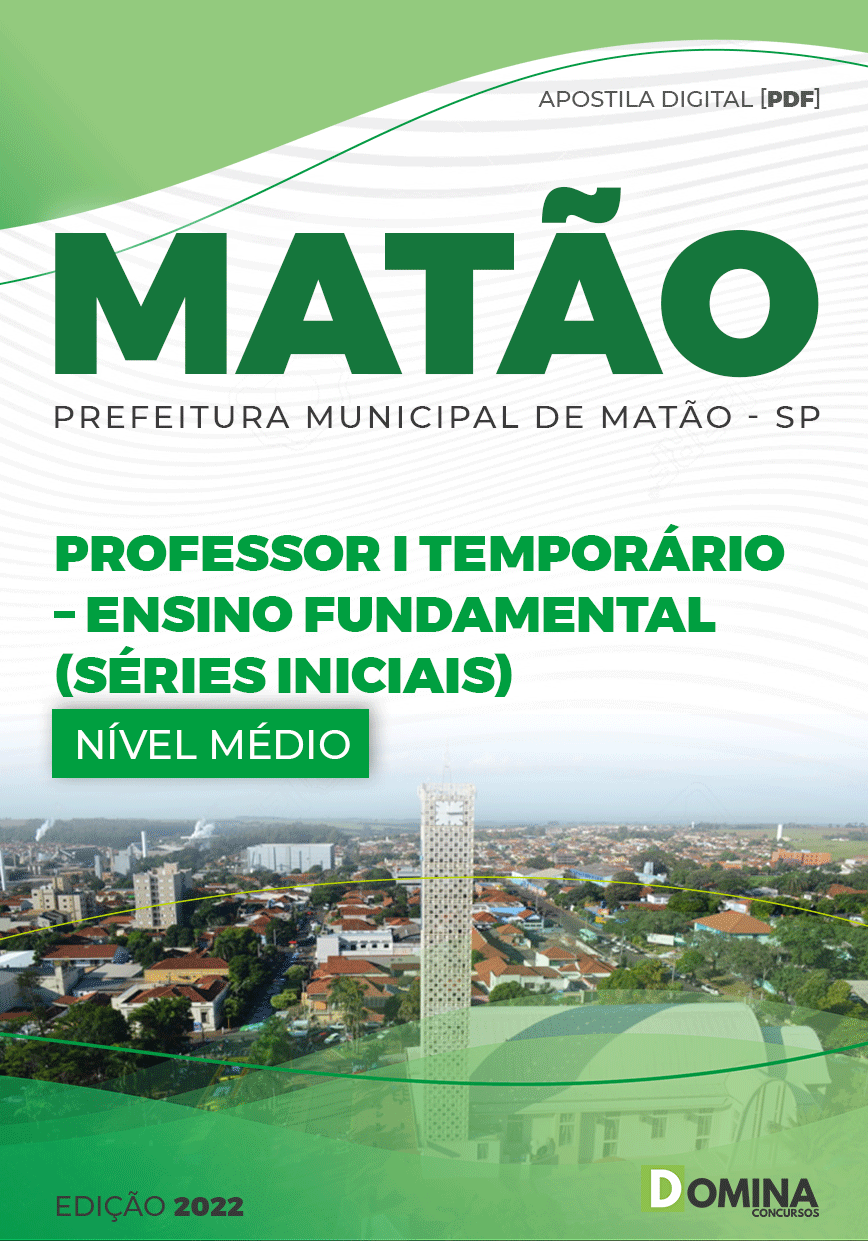 Apostila Pref Matão SP 2022 Professor I Temporário Ensino Fundamental