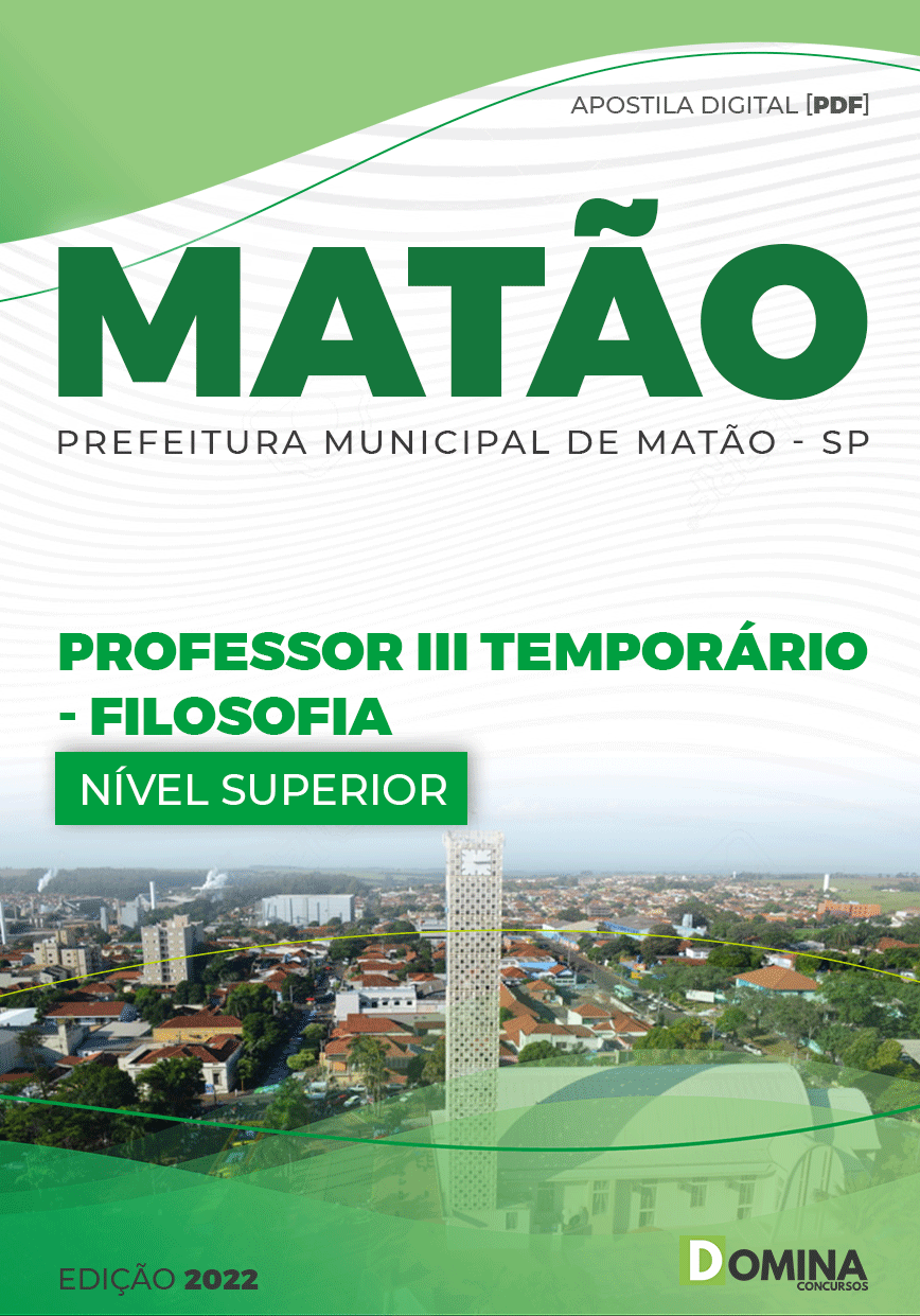 Apostila Pref Matão SP 2022 Professor III Temporário Filosofia