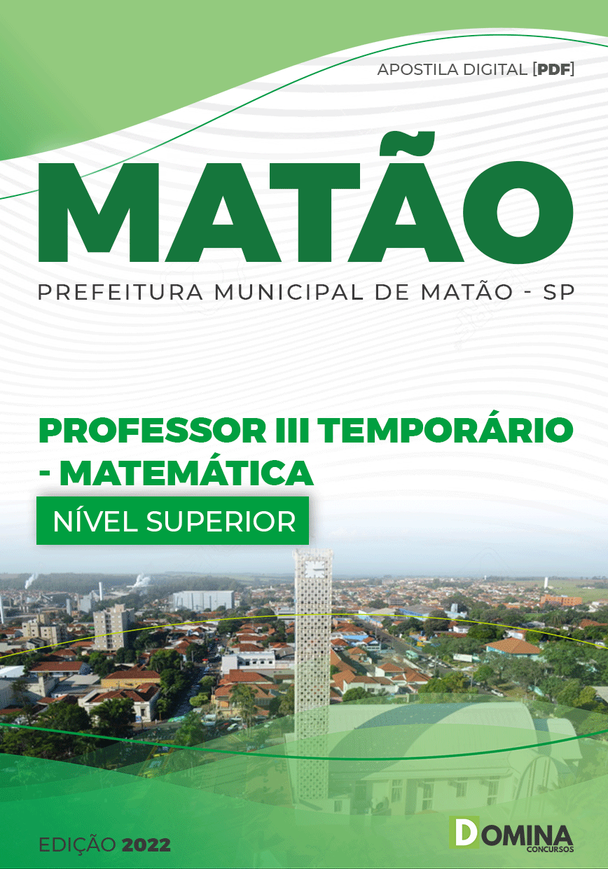 Apostila Pref Matão SP 2022 Professor III Temporário Matemática