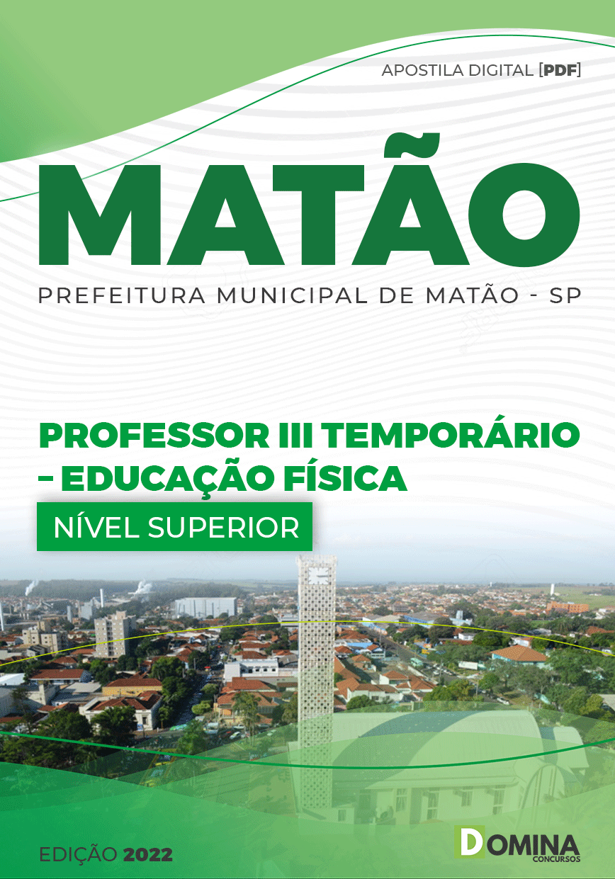 Apostila Pref Matão SP 2022 Professor III Temporário Educação Física