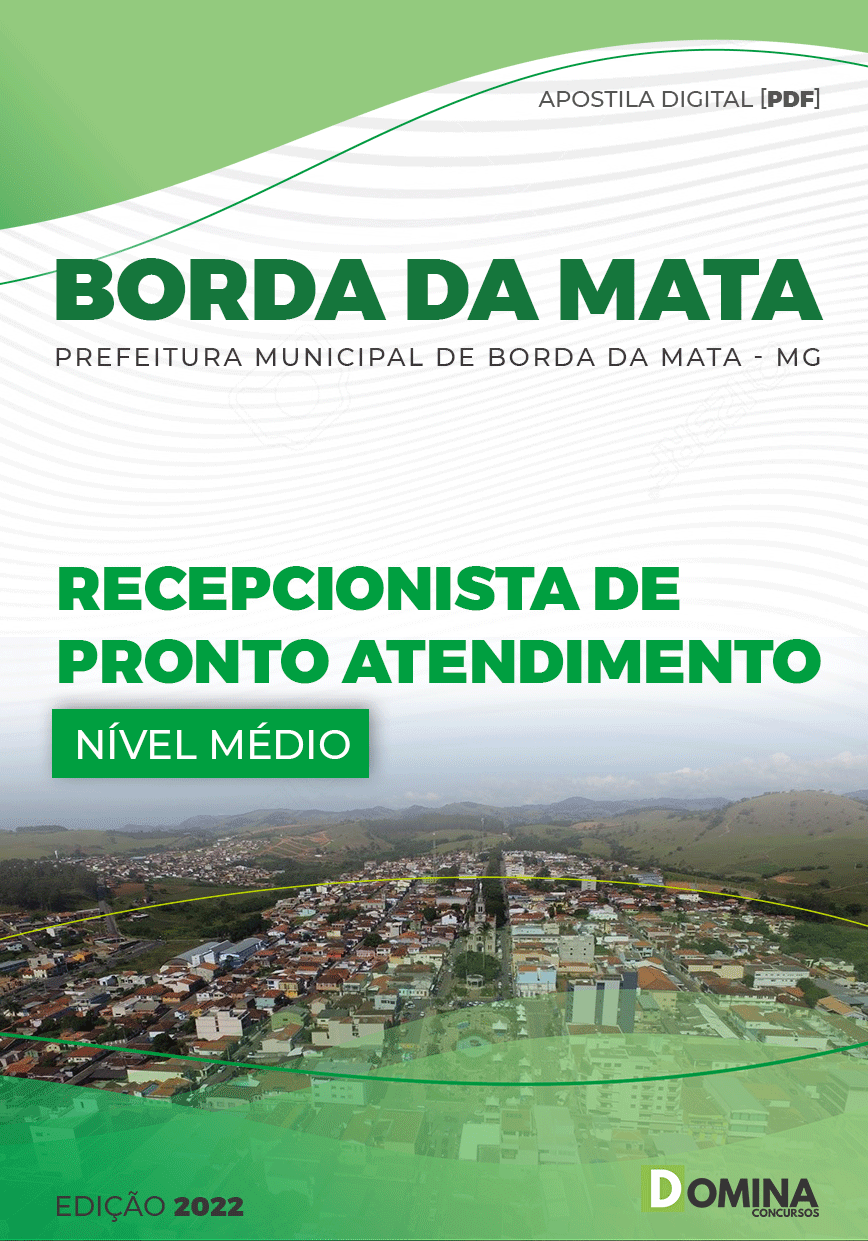 Apostila Pref Borda Mata MG 2022 Recepcionista Pronto Atendimento