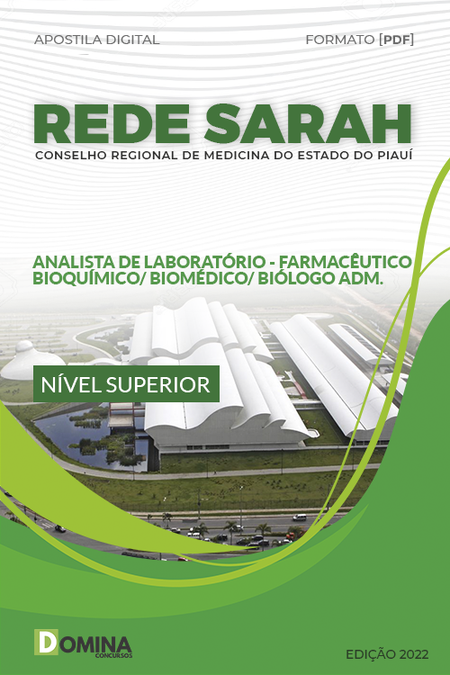 Apostila REDE SARAH 2022 Analista Laborat Farmacêutico Bioquímico