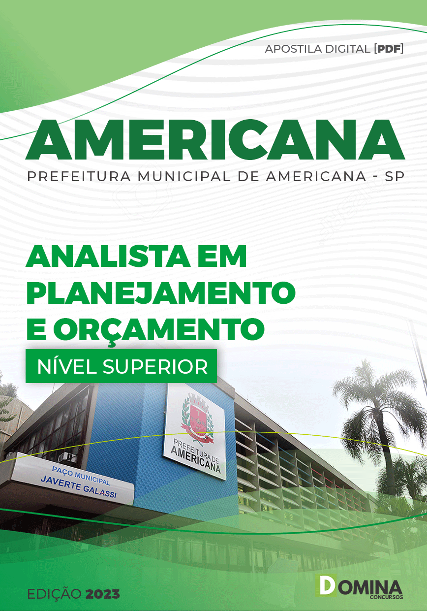 Apostila Pref Americana SP 2023 Analista Planejamento Orçamento