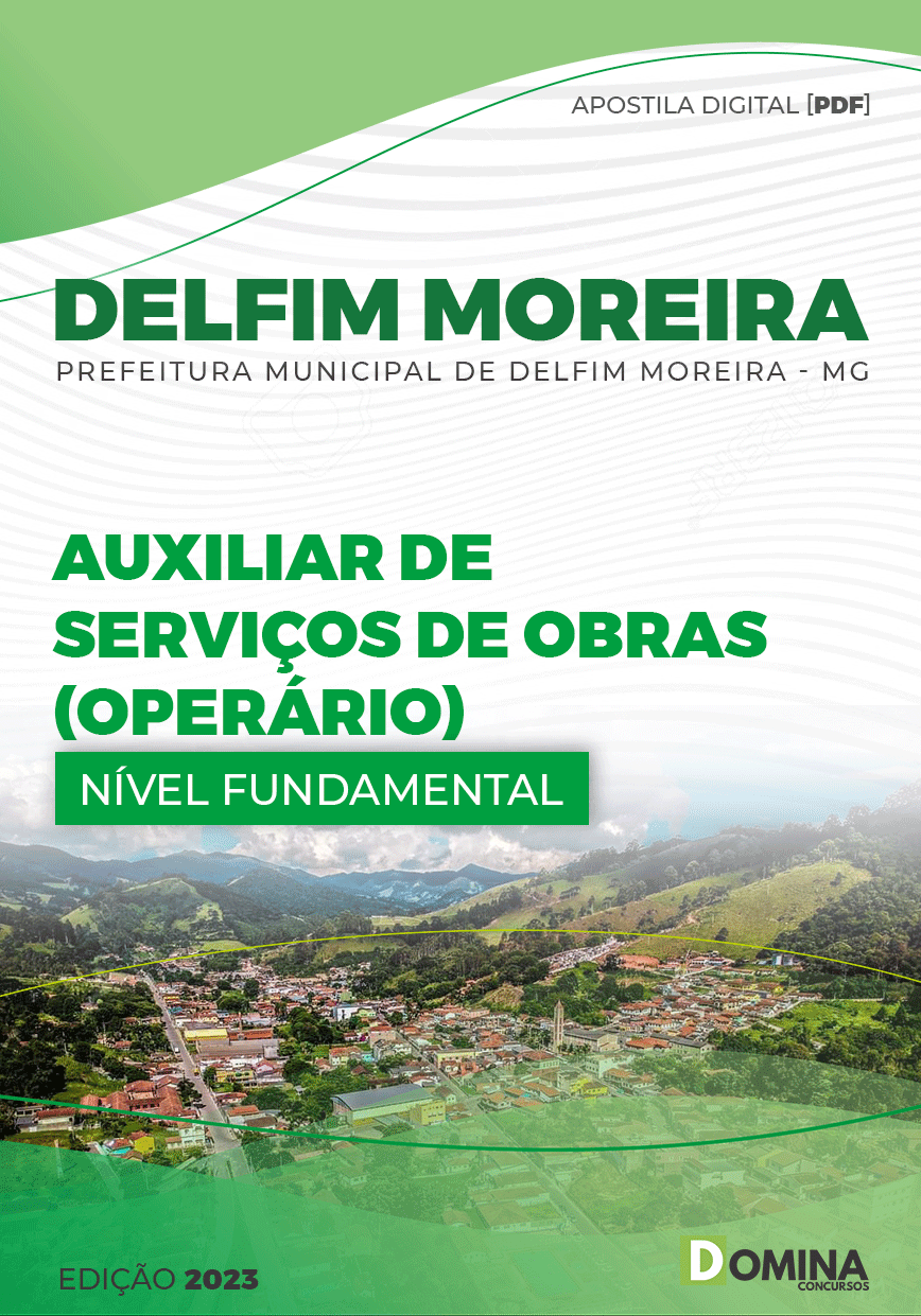 Apostila Pref Delfim Moreira MG 2023 Auxiliar Serviços Obras Operário