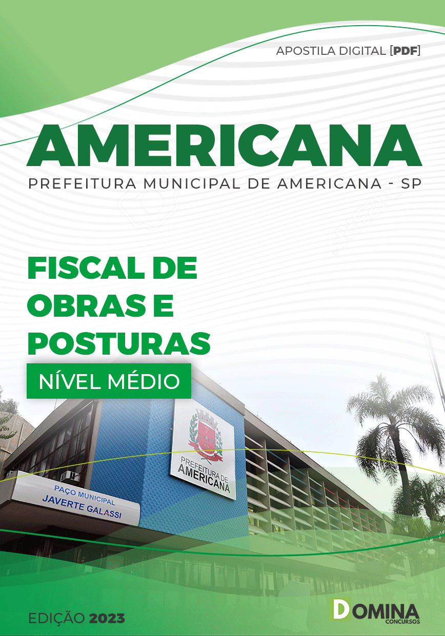 Apostila Pref Americana SP 2023 Fiscal Obras Posturas