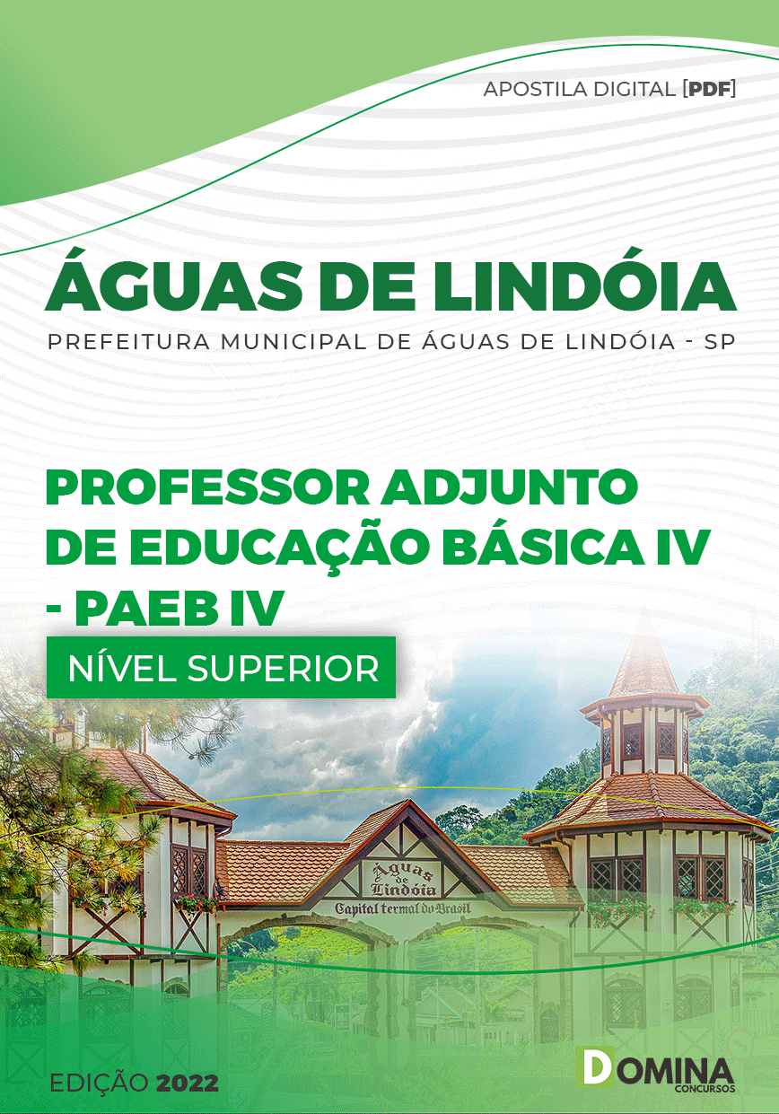 Apostila Pref Águas Lindóia SP 2023 Professor Adjunto Educ Básica IV