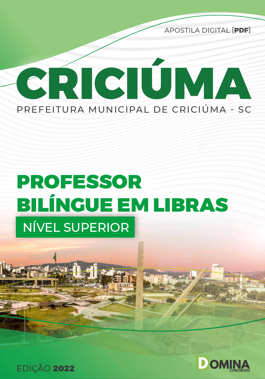 Apostila Pref Criciúma SC 2022 Professor Bilíngue Libras
