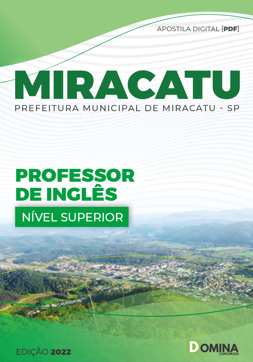 Apostila Concurso Pref Miracatu SP 2022 Professor Inglês