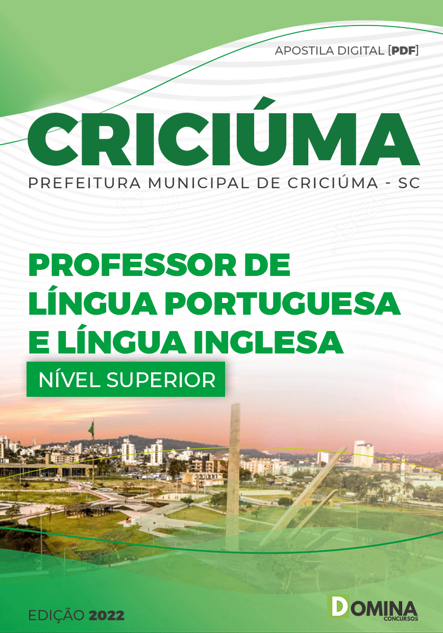 Apostila Pref Criciúma SC 2022 Professor Língua Portuguesa Inglesa