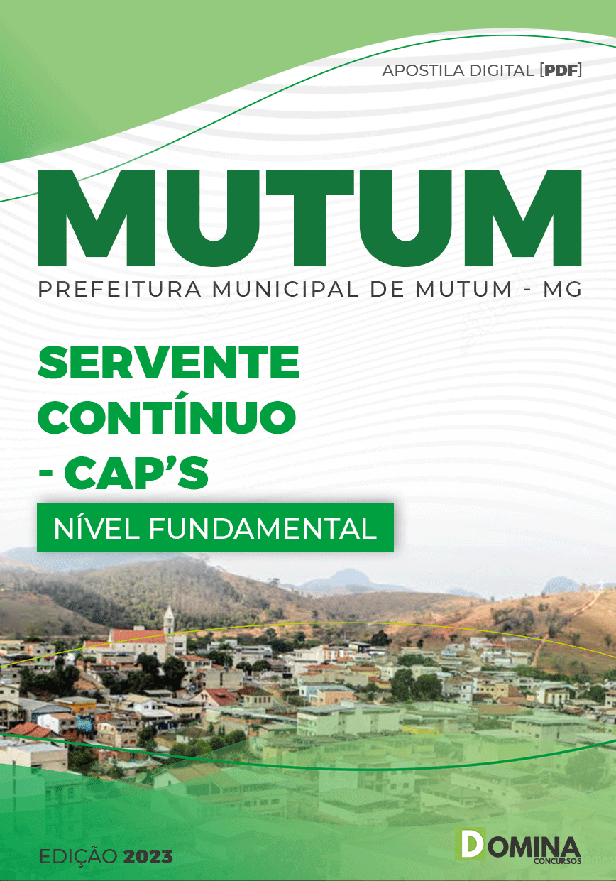 Apostila Pref Mutum MG 2023 Servente Contínuo CAPS