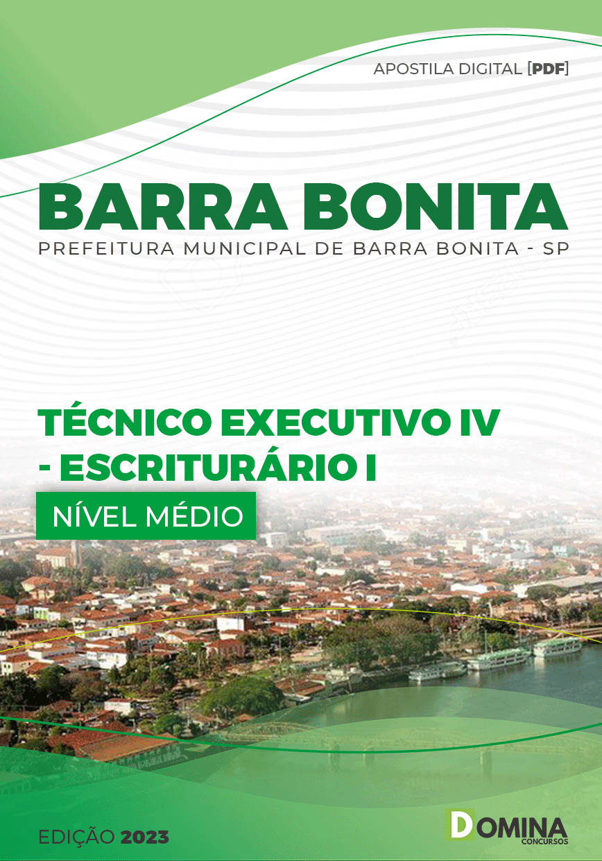 Apostila Pref Barra Bonita SP 2023 Técnico Exec IV Escriturário I