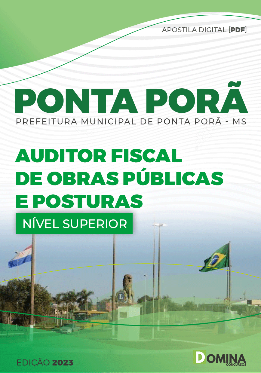 Apostila Pref Ponta Porã MG 2023 Auditor Fiscal Obras Posturas