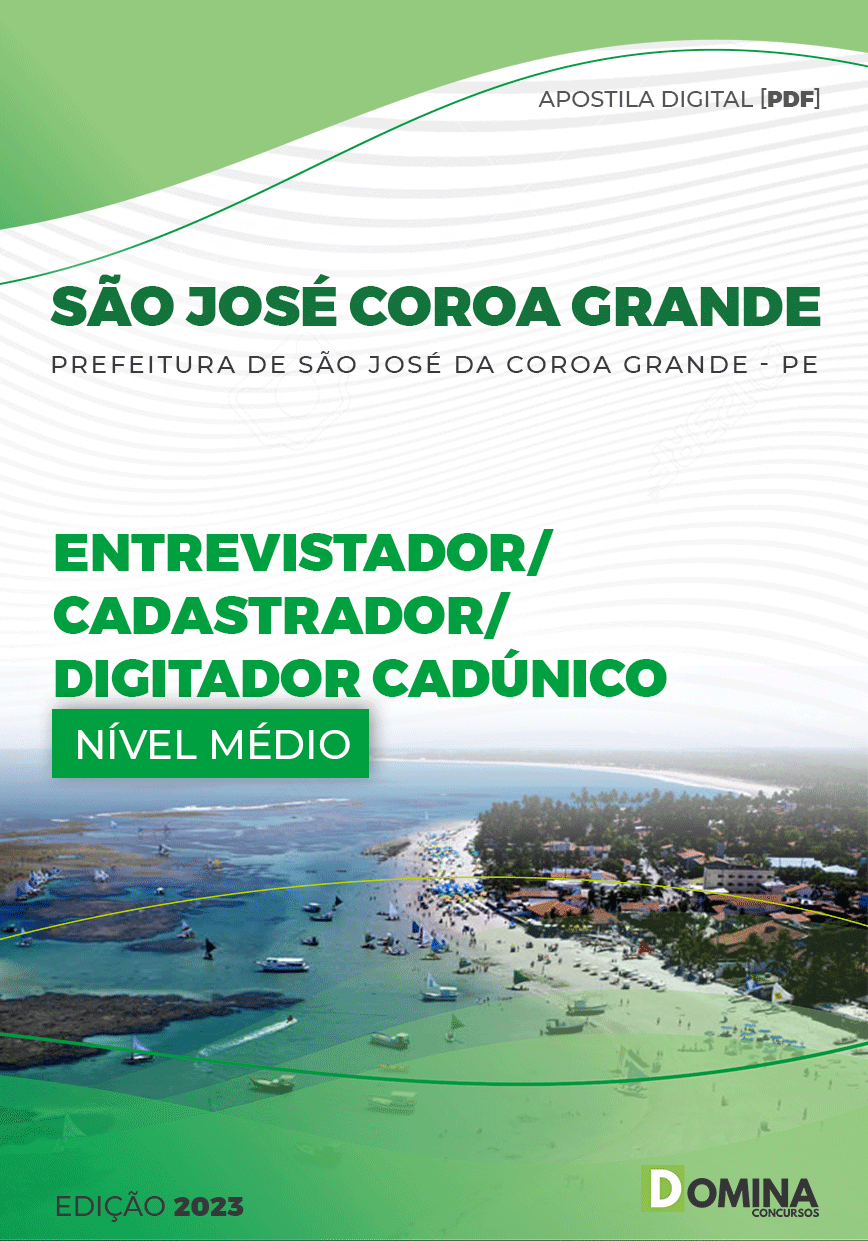 Apostila Pref São José Coroa Grande PE 2023 Entrevistador Cadastrador