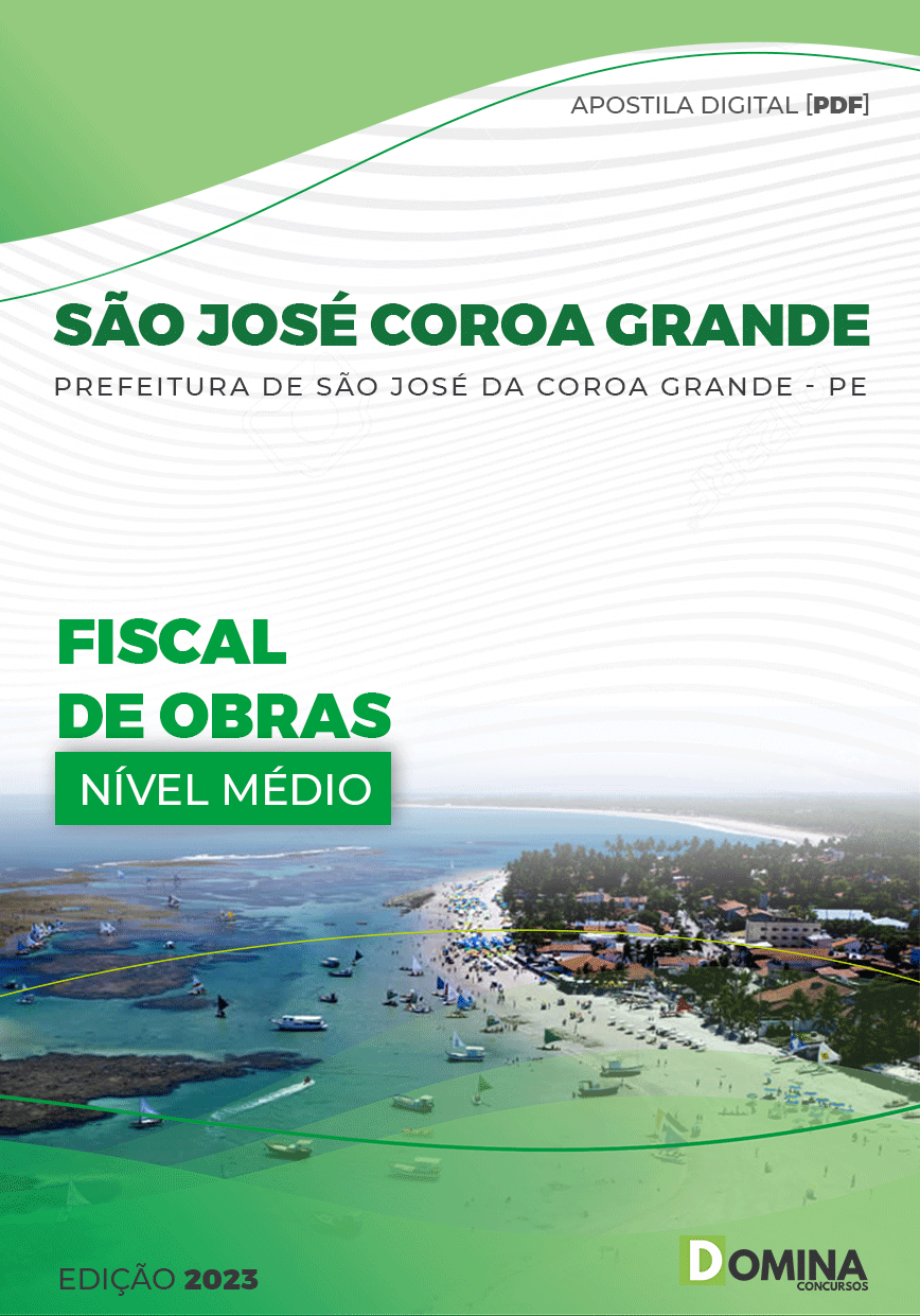 Apostila Pref São José Coroa Grande PE 2023 Fiscal Obras
