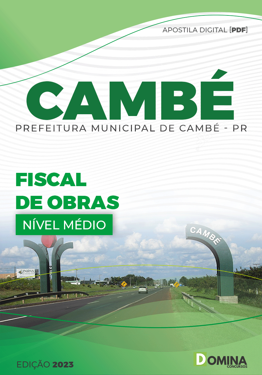 Apostila Digital Concurso Pref Cambé PR 2023 Fiscal Obras