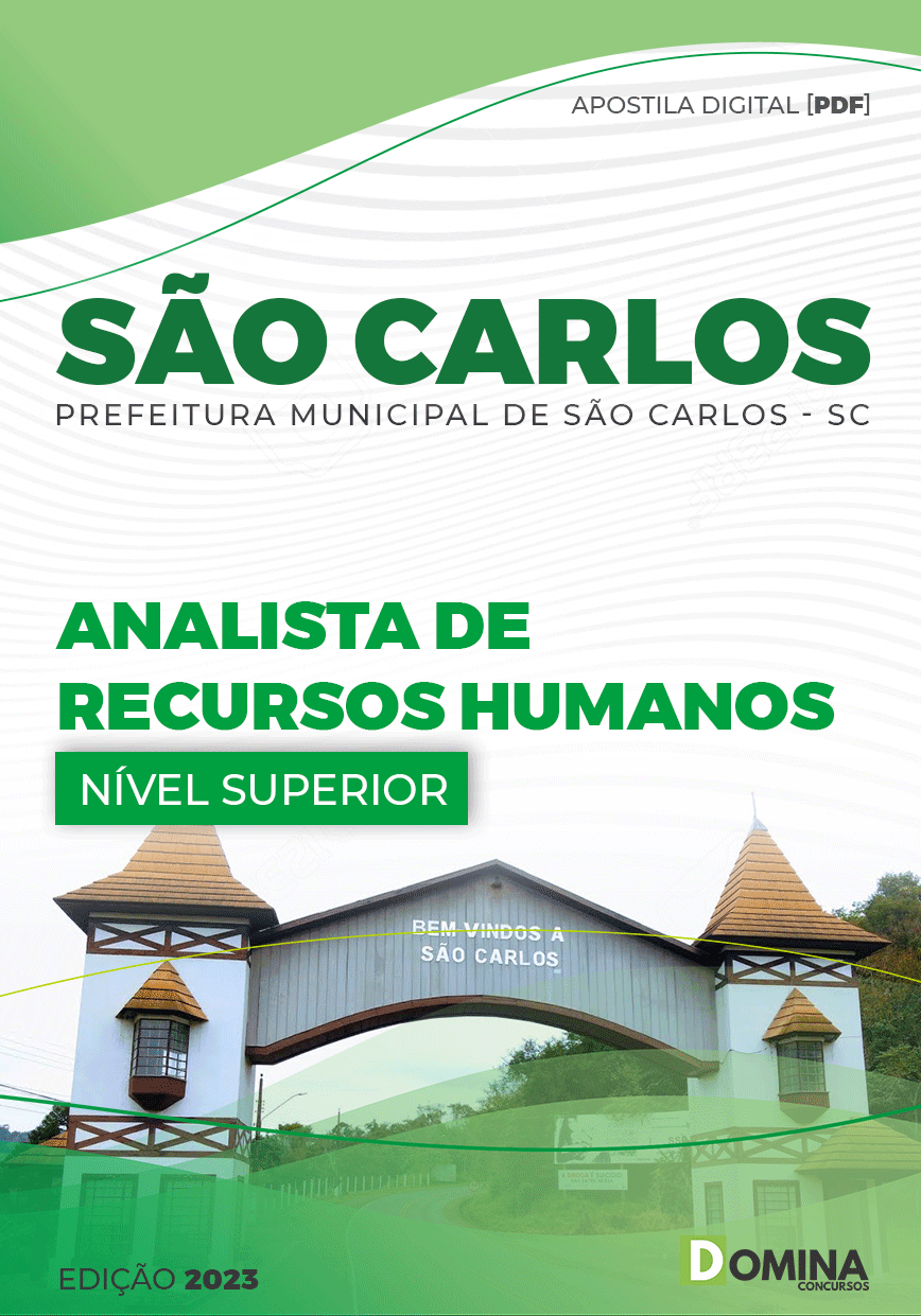 Apostila Pref São Carlos SC 2023 Analista Recursos Humanos