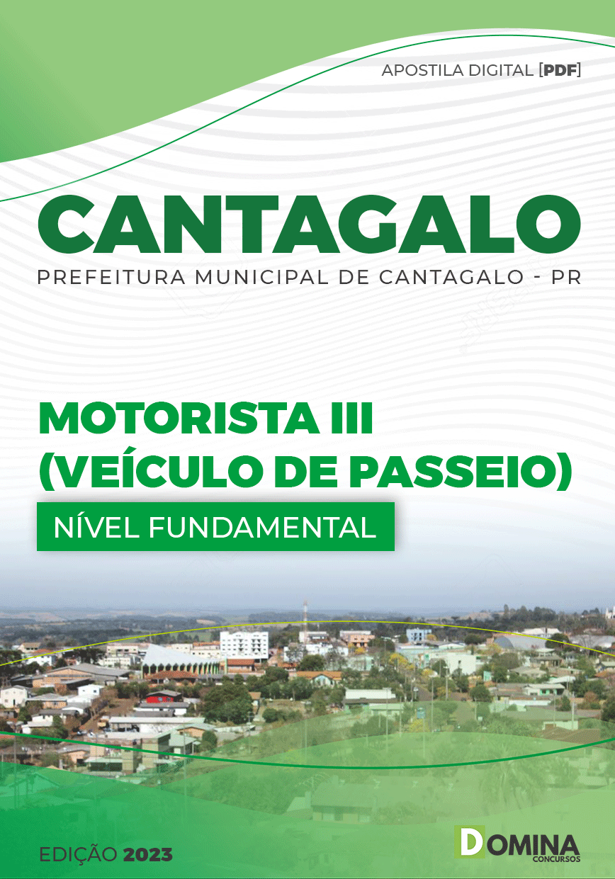 Apostila Pref Cantagalo PR 2023 Motorista III Veículo Passeio
