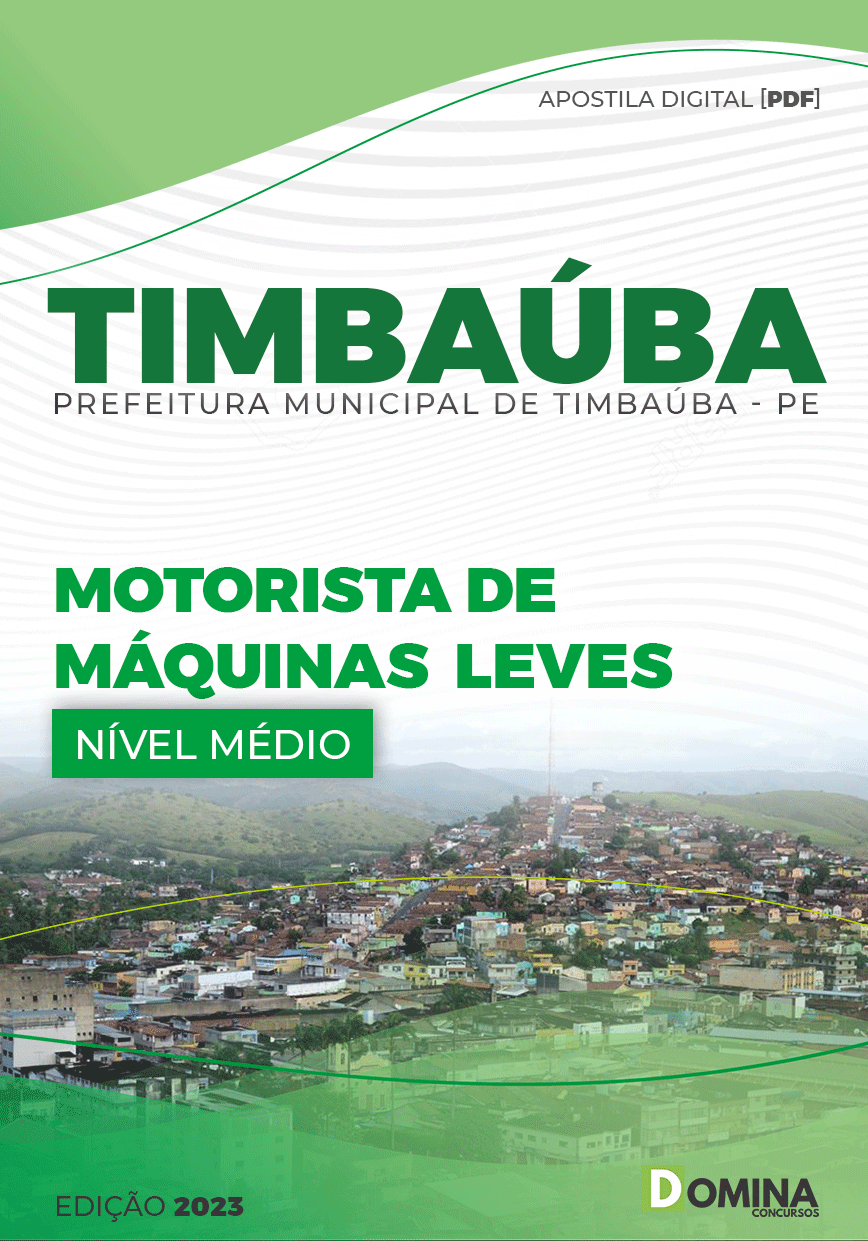 Apostila Pref Timbaúba PE 2023 Motorista Máquinas Leve
