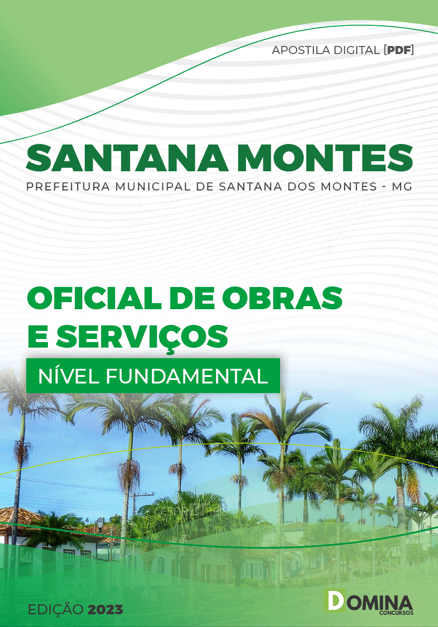 Apostila Pref Santana Montes MG 2023 Oficial Obras Serviços