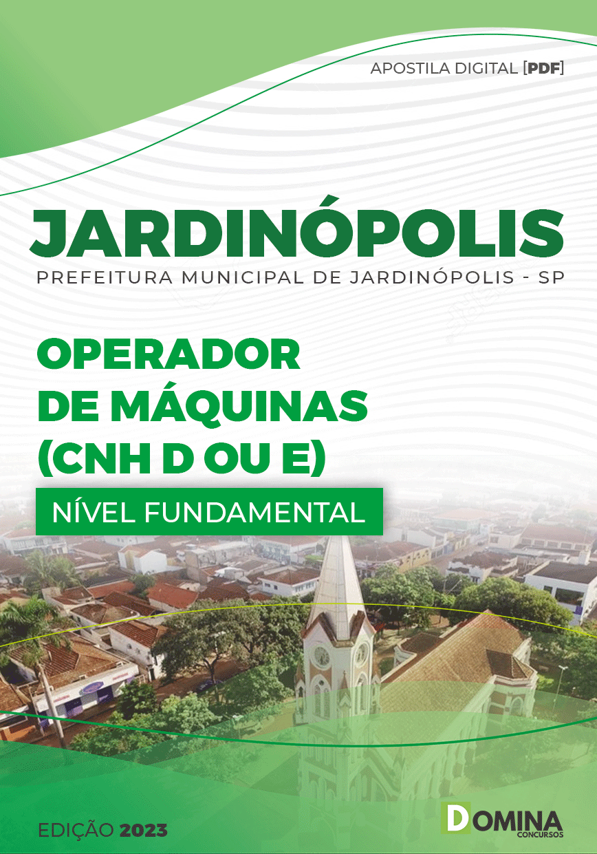 Apostila Pref Jardinópolis SP 2023 Operador Máquinas CNH D E